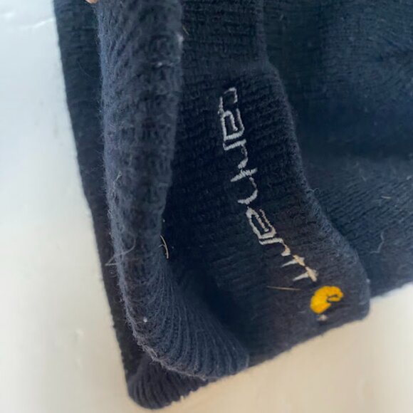 Carhartt Embroidered Black Knit Beanie Hat One Size - Picture 3 of 5